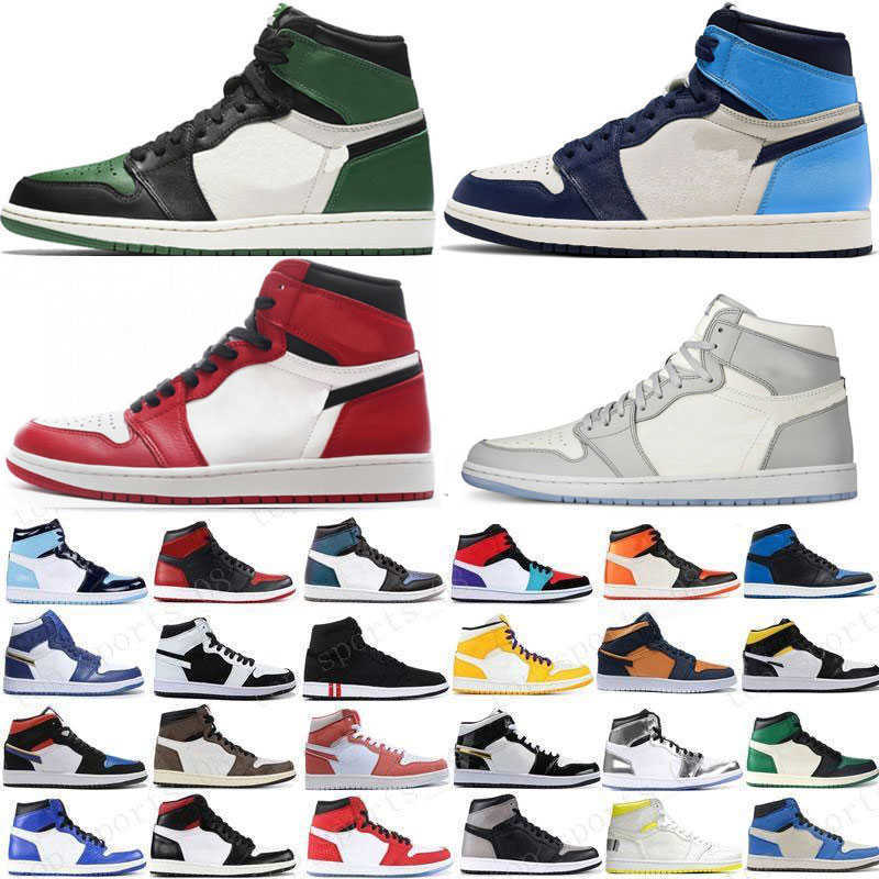 

2022 Basketball Shoes Jumpman 1 1s Og High Pine Green Black Court Purple Royal Bred Toe Nc Obsidian Unc Game Leather Sneakers Trainers