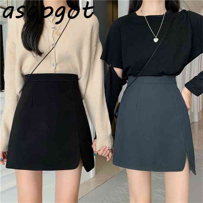 Fall Winter Slim A Line New Wrap Hip Plus Size Black High Waist Irregular Woolen Skirt Vintage Fashion Mujer Faldas Wild Chic 210412Z