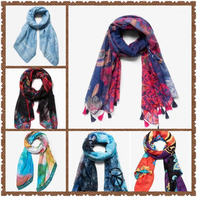 

Scarves Spring And Autumn 2021 Spain DEG Various Flower Ladies Scarf Gifts1