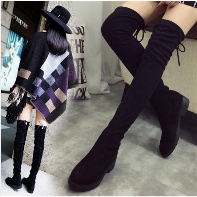 

Boots Over-knee 2021 Autumn/winter Thin-legged Elastic Women's Flat-bottomed High-roller 41-yard Tide, Black single li
