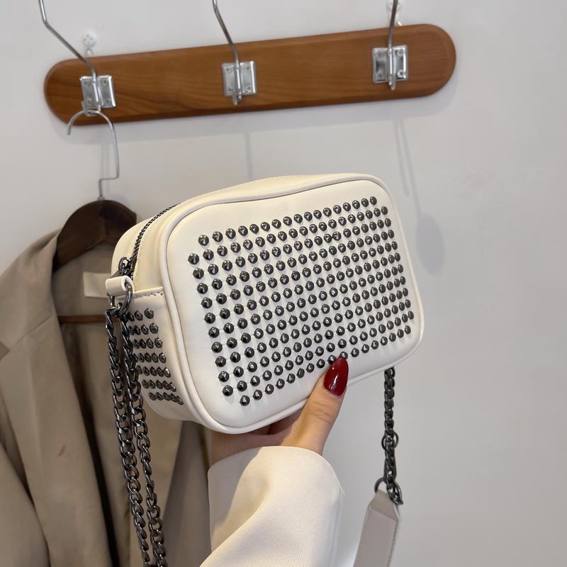 

Crossbody Bags For Women Purses And Handbags Luxury Designer Shoulder Messenger Rivet Black White Small Square Bag Cross Body
