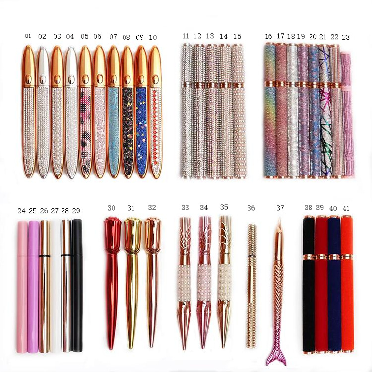 

Newest 12 styles Self-adhesive Eyeliner Pen Glue-free Magnetic-free for False Eyelashes Waterproof Eye Liner Pencil Top Quality, Mixed color