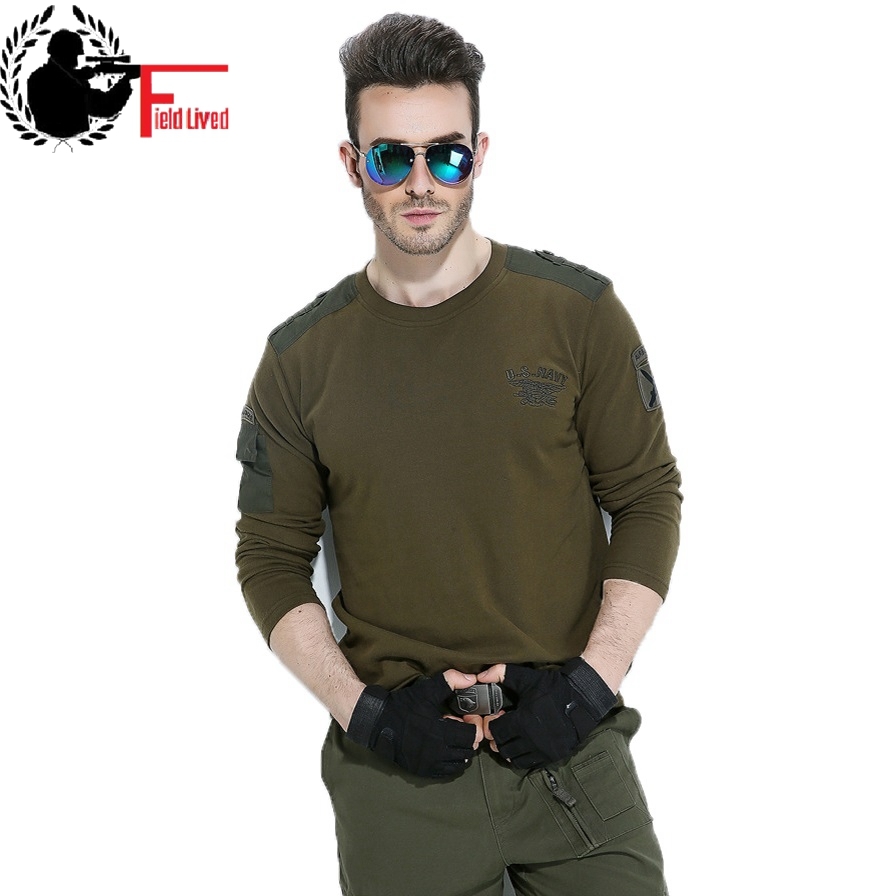 

Tactical T Shirt Militaria Men's Thickening Long Sleeve Military Style T-shirt Male Army Clothing Tshirt Green Tops Tee Autumn 210518, Army green