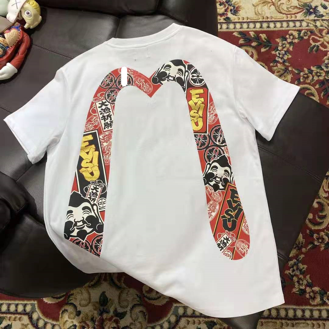 

2021 Fushen EV Fujia Buddha head new short sleeve big  fashion printing trend couple T-shirt Freeshipping, White