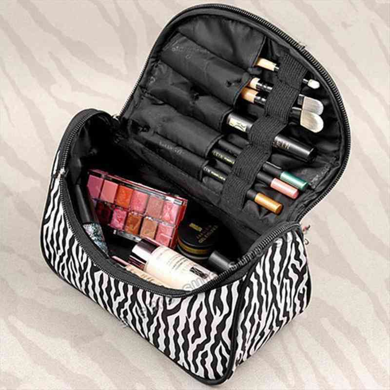 

women lady fashion makeup cosmetic bag case toiletry zebra travel handbag organizer