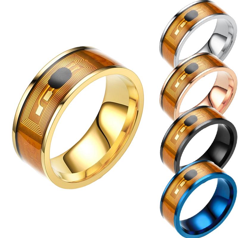 Wedding Rings 2021Fashion NFC Multifunctional Stainless Steel Waterproof Smart Digital Technology Couple Ring, For Android/ Mobile Pho-image-705614152