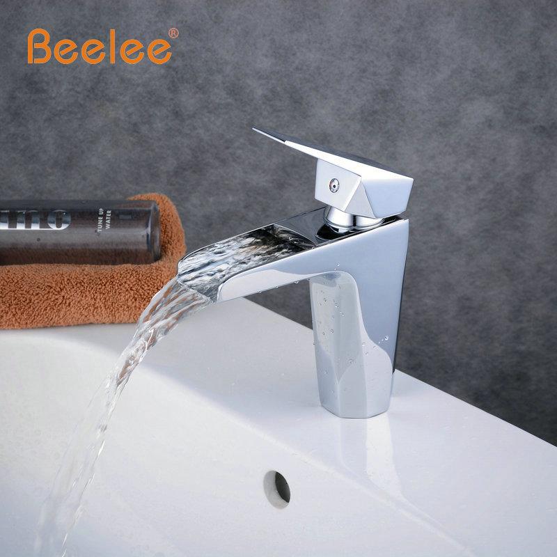 

Bathroom Sink Faucets Beelee China Waterfall Faucet Chrome Single Handle Hole Mixer Taps Widespread Basin BL0557