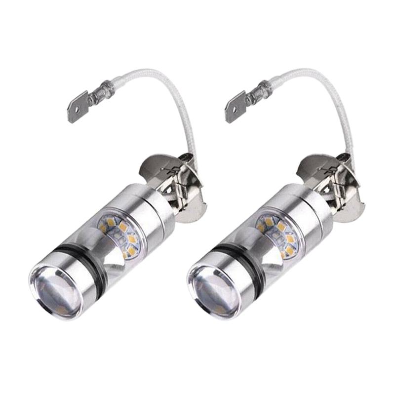

Car Headlights 2Pcs 6000K White LED H3 100W 2323 Fog Light Bulb DRL