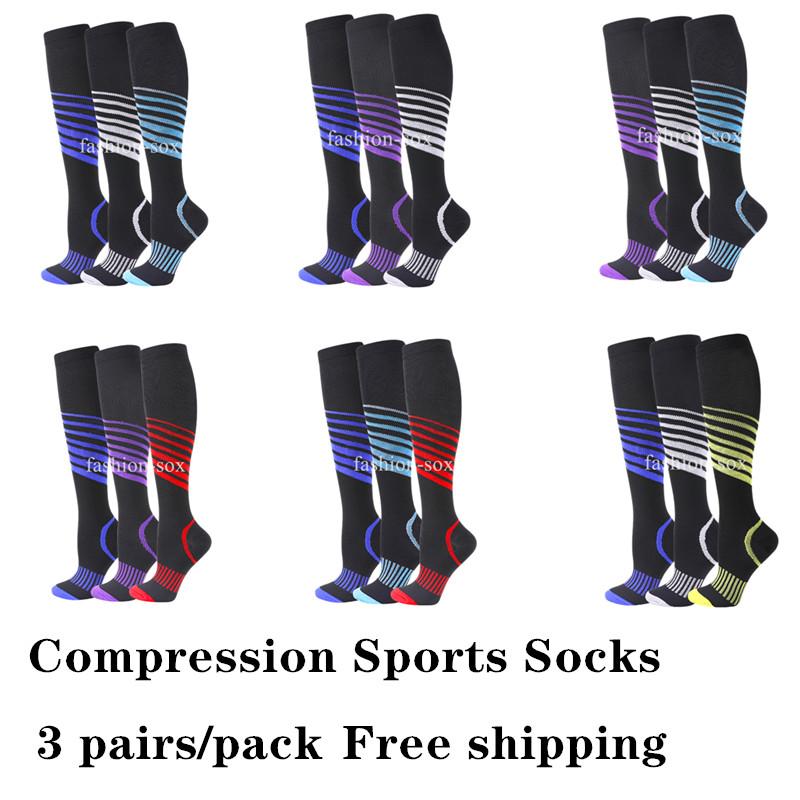 

Men's Socks 3 Pairs Compression Stockings Knee High Sport Sock Soccer Non-slip Outdoor Cycling For Edema Diabetes Varicose Veins, Black