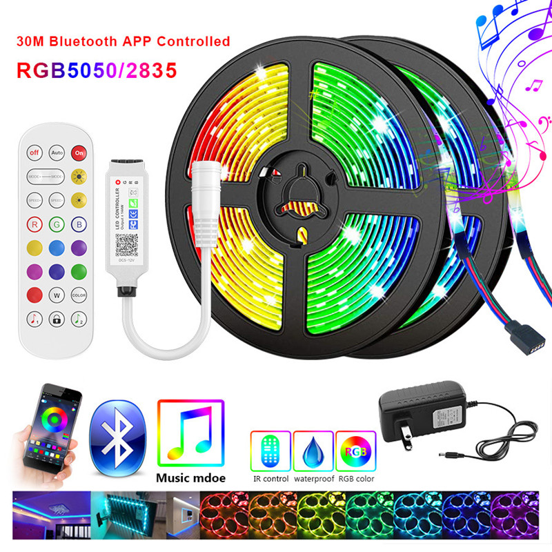 

Led Lights Strips Bluetooth 5050 Waterproof 2835 WIFI RGB Flexible Tape Leds Ribbon 5M 10M 15M With Phone APP Control D1.5