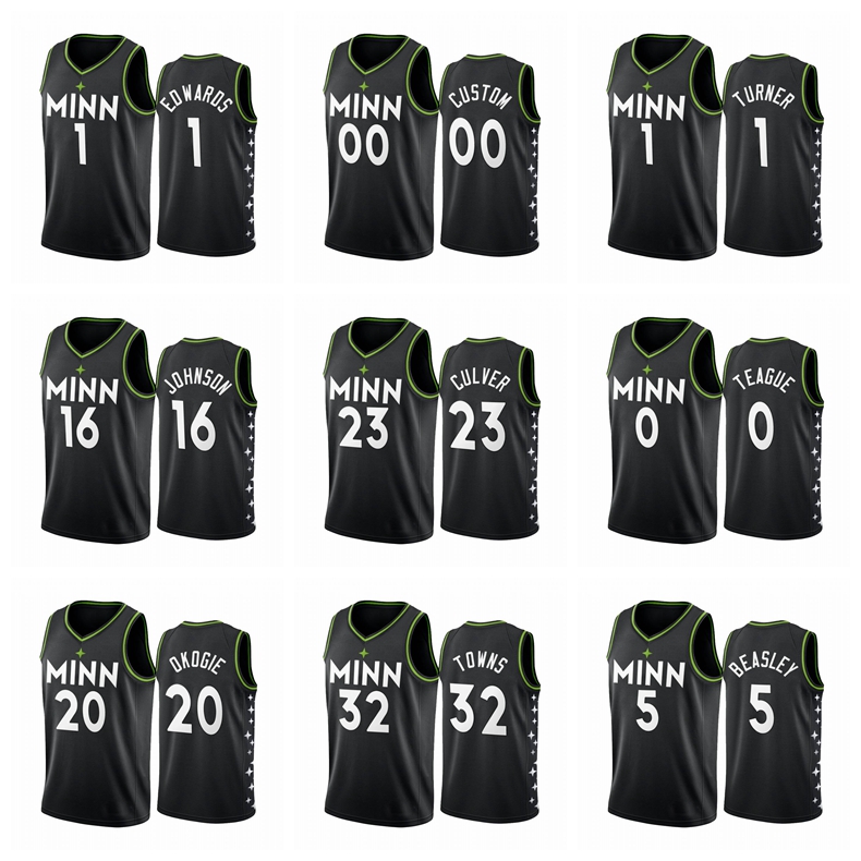 

Minnesota Timberwolves MEN Anthony Edwards 2020-21 Karl-Anthony Towns Navy Malik Beasley Basketball Jersey, Black