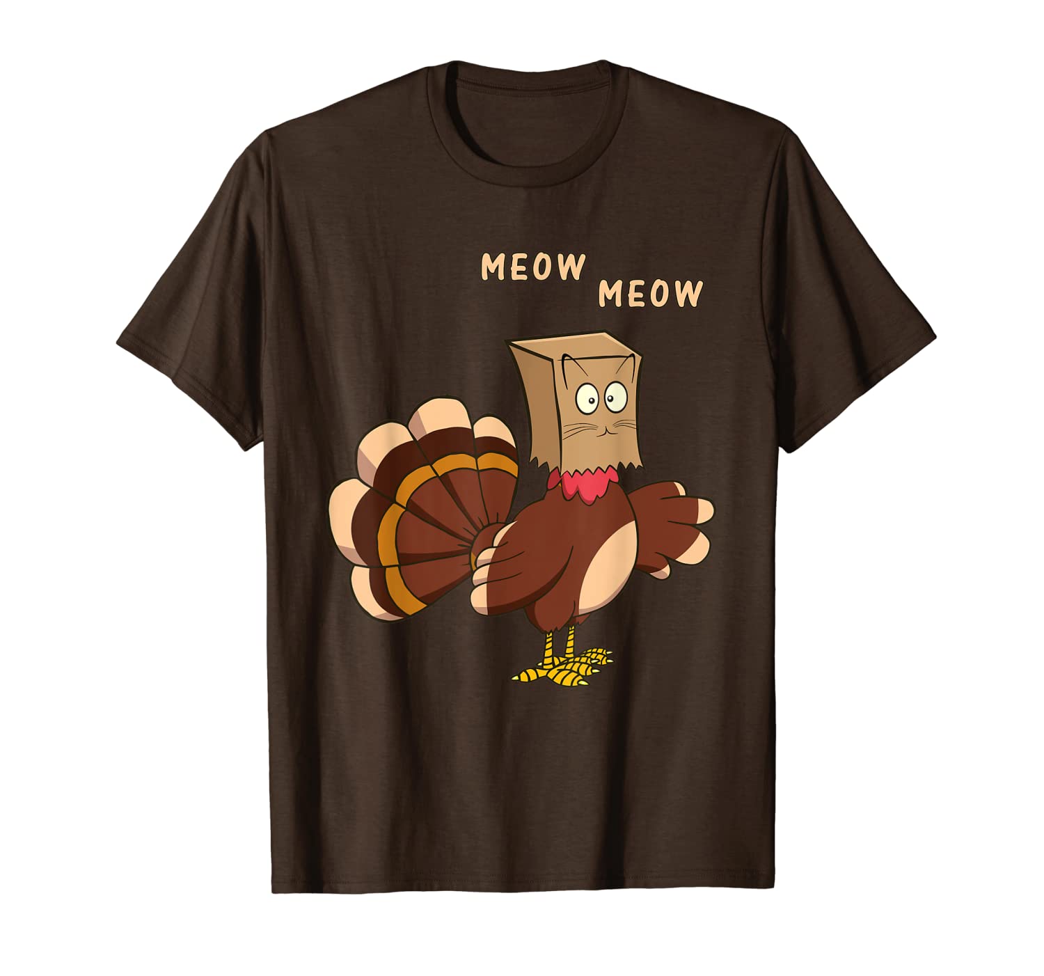 

thanksgiving cat funny fake cat meow thanksgiving turkey t-shirt, White;black