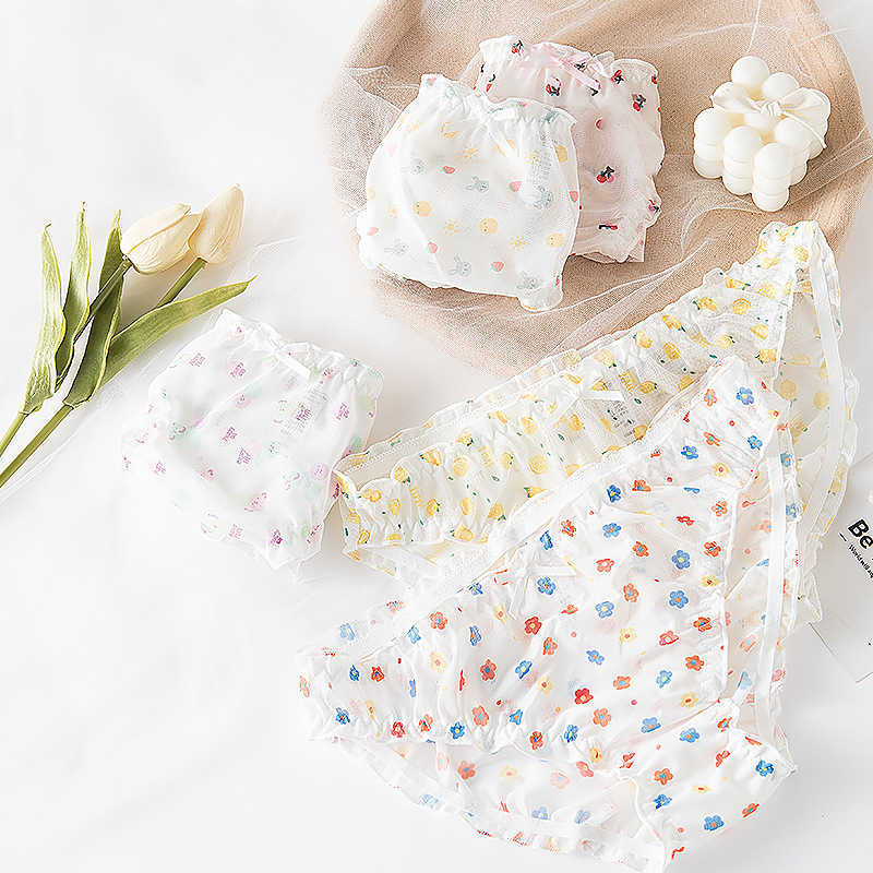 Sexy Briefs Panties Girl&#039;s Sweet and Breathable Strawberry Mesh-image-702234430