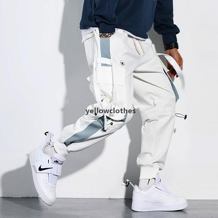 

Men 'S Hip Hop Pants 2021 Jogger Harajuku Collage Colored Pocket Cargo Pants Fashion Versatile Baggy White Pants  -3xl h, Colour 1