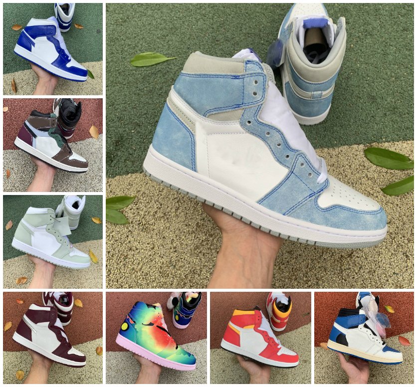 

JUMPMAN 1 1s Basketball Shoes Digital Pink Barely Orange High OG University Blue Hand Crafted Hyper Royal Seafoam Prototype Bordeaux Mens trainers Womens sneakers, Bubble package bag