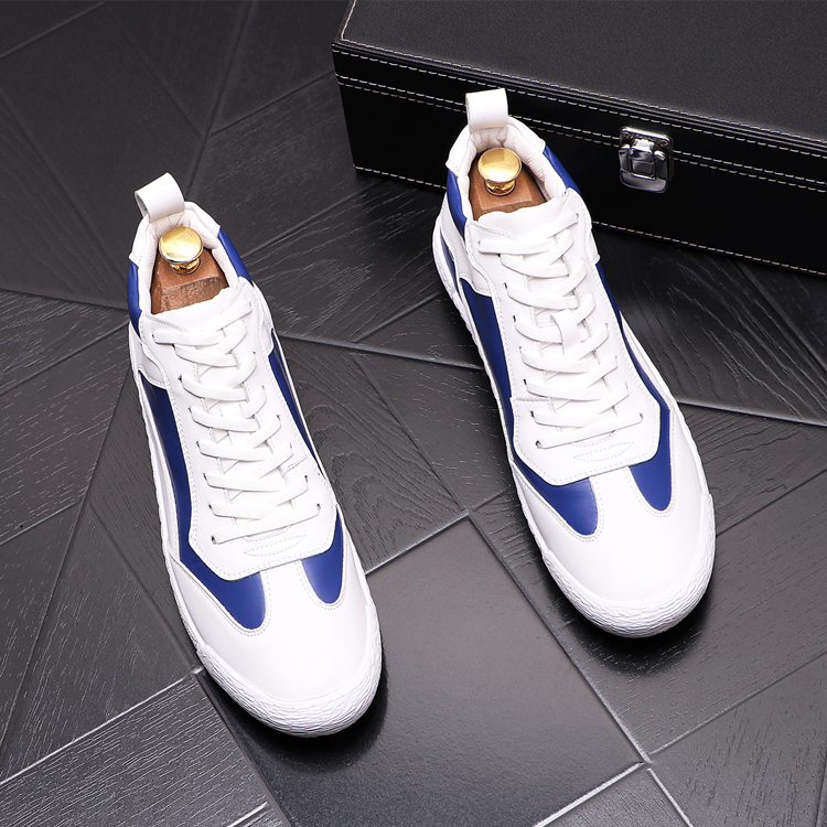 

European Style Breathable Pu Men's Casual Party Wedding Shoes Fashion Lace-Up Sneakers Luxury Design Walking Business Loafers B197, White black