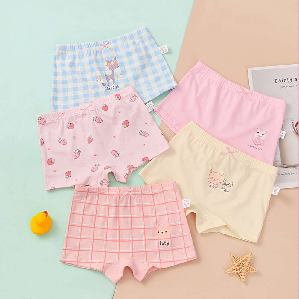 

Children's underwear girl's cotton flat angle 1-12 years old four corner shorts class a bacterial, Camo
