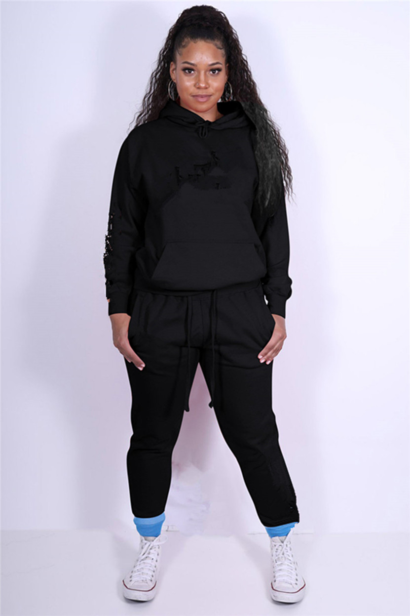 

Women Jogger suits Fall winter Clothes Cotton tracksuits Embroidery outfits hooded hoodie top+joggers pants two 2 Piece Set Plus size 3XL Casual sweatsuits 2390, Mix color
