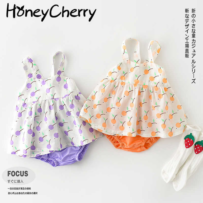 

summer suit lovely print girl condole with cool set two pieces two piece set summer kids clothing for girls 210701, Purple