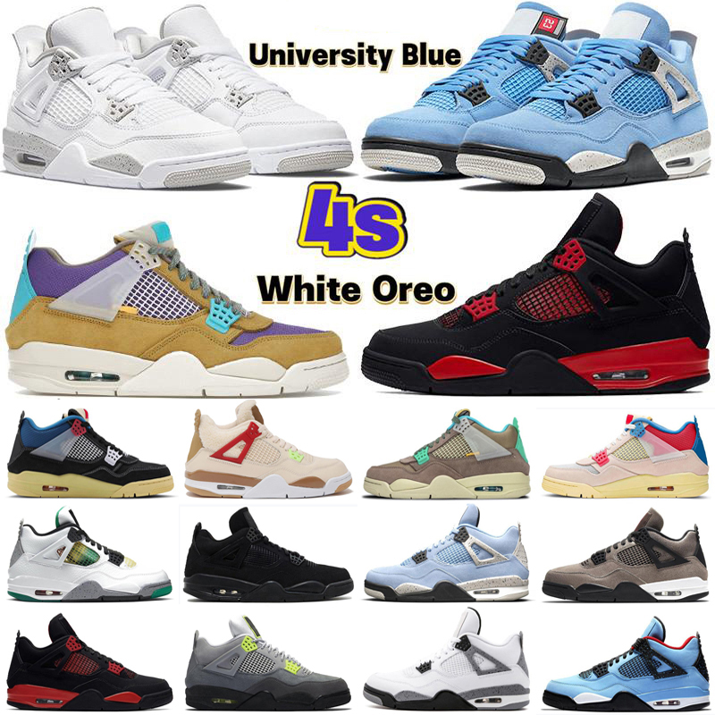 

WITH BOX Designer Jumpman womens mens 4 4s Basketball Shoes University Blue Royal ts Classic retro Cement Union Sail Fire Red Guava Ice trainers sneakers shoe Size 364, As photo 6