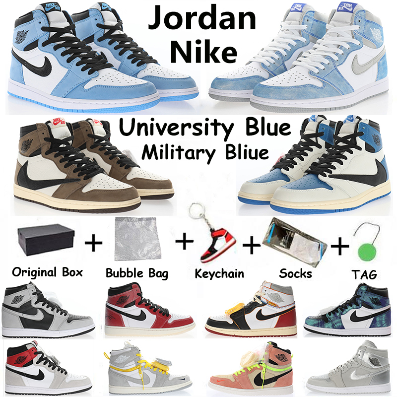 

NIKE Jordan University Blue 1 1s basketball shoes light smoke grey twist high dark mocha chicago obsidian UNC shadow mid mens trainers men women Running sneakers, 49