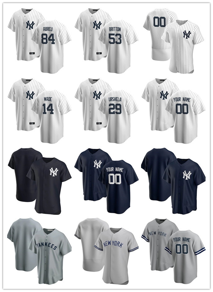 

Custom Mens women Youth New York Yankees 84 Albert Abreu 53 Zack Britton 29 Gio Urshela 14 Tyler Wade Baseball Jerseys, Blue;black