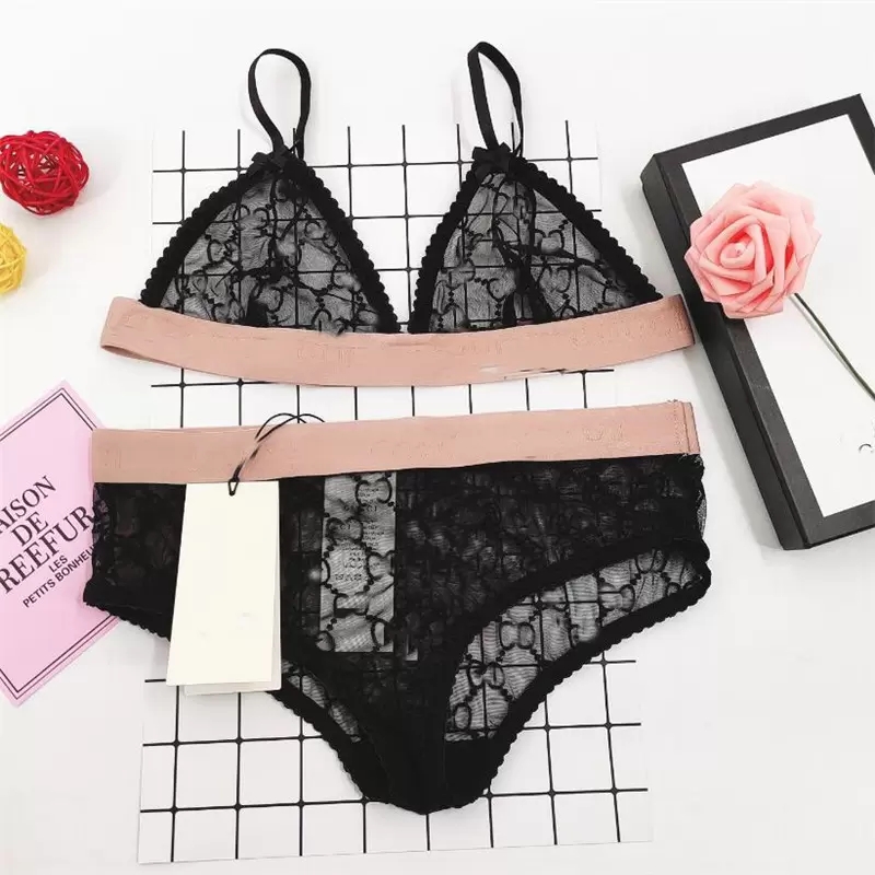 Classic Luxury Jacquard Women Bra Set Sleepwear Lace Letter Embroidery Lady Lingeries Bras Gift for Girls Sexy Underwear-image-747714721