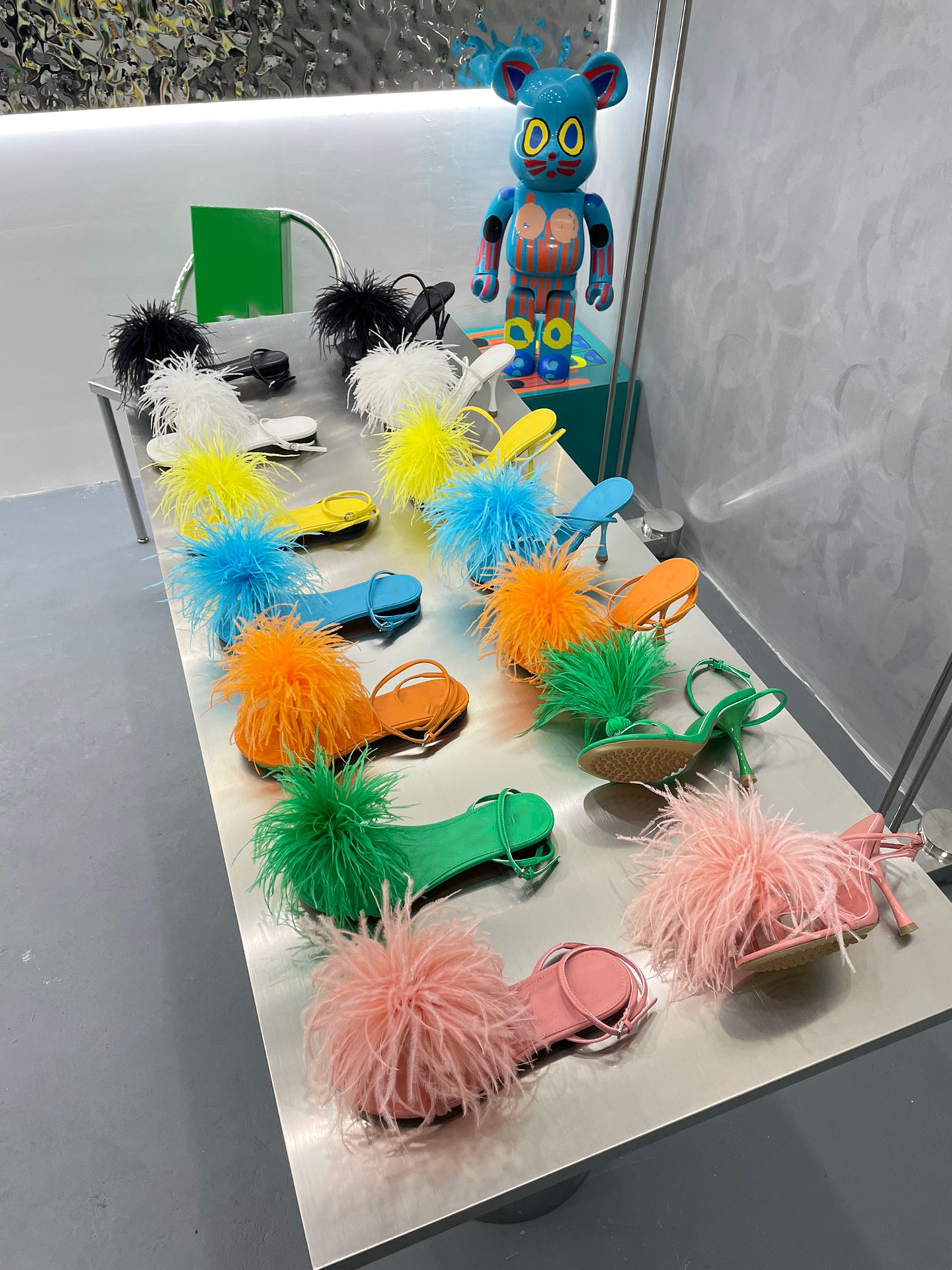 

2022 fashion designer hairy strap with high heel square sandals is a must for sexy girls in summer Including boxes and bags., Blue 10 cm high heel