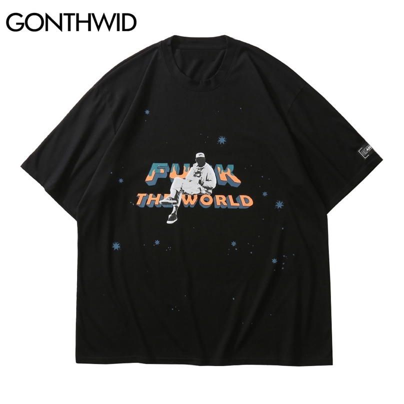 

Hip Hop Streetwear Tees Shirts Creative Short Sleeve Punk Rock Gothic Rappers Tshirts Mens Fashion Casual Cotton Tops 210602, Black