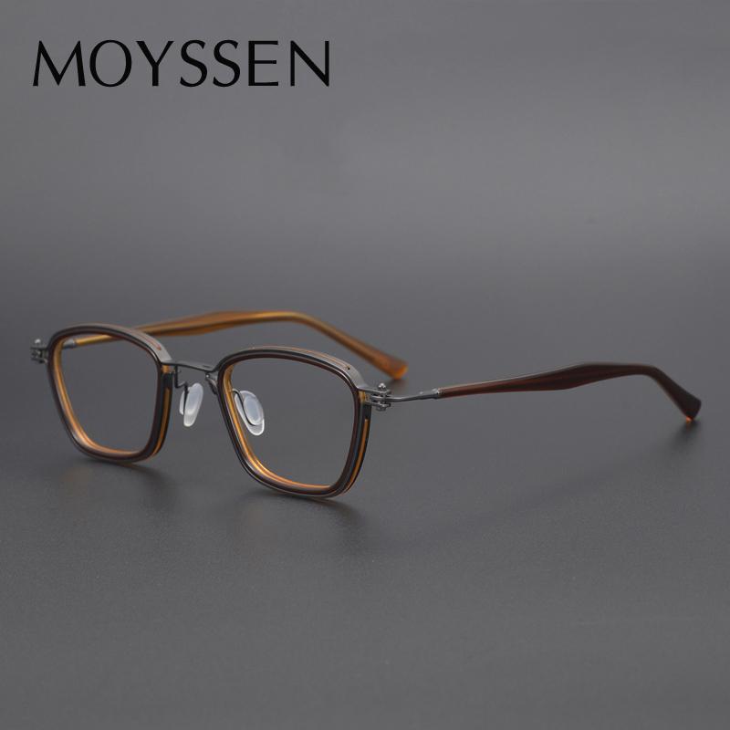 

Fashion Sunglasses Frames Japan Handmade Men's Acetate Titanium Small Square Frame Eyeglasses Brand Design Vintage Women Literary Optical My, Black