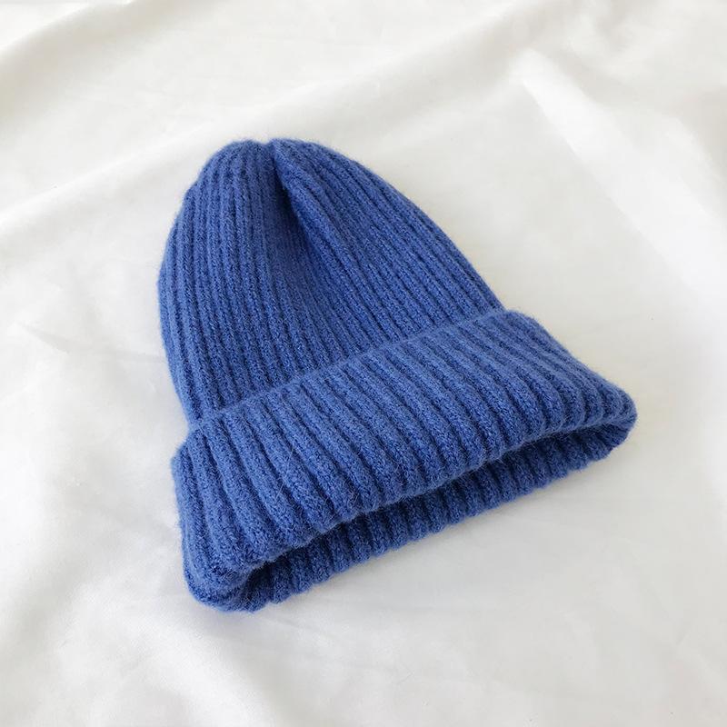 

Berets Winter Hats For Women Solid Color Wool Beanie Warm Soft Knitted Hat Trendy Unisex Hip Hop Caps Men Skullies Beanies, Blue;gray