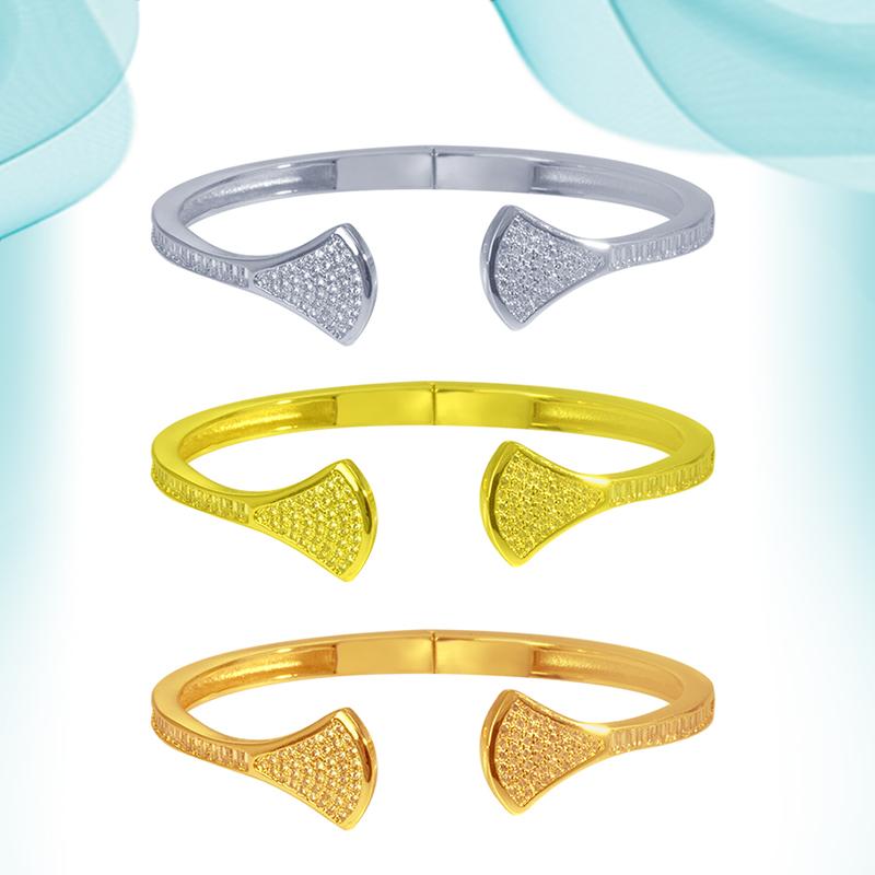 

Bangle Women's Wrist Bracelets Copper Cuff Scalloped Skirt Bracelet Full Of Zircon And Square Diamonds With Wholesale Offers