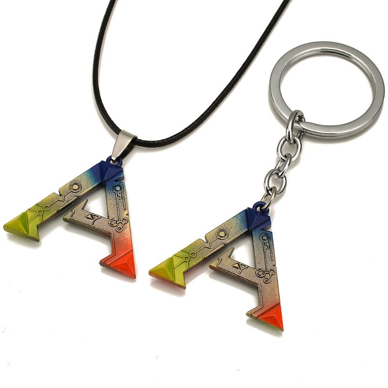 

Keychains Trendy Colorful ARK Survival Evolved Keychain Pendant Necklace Letter Keyring Chaveiro Rope Choker Game Key Holder Jewelry Souve