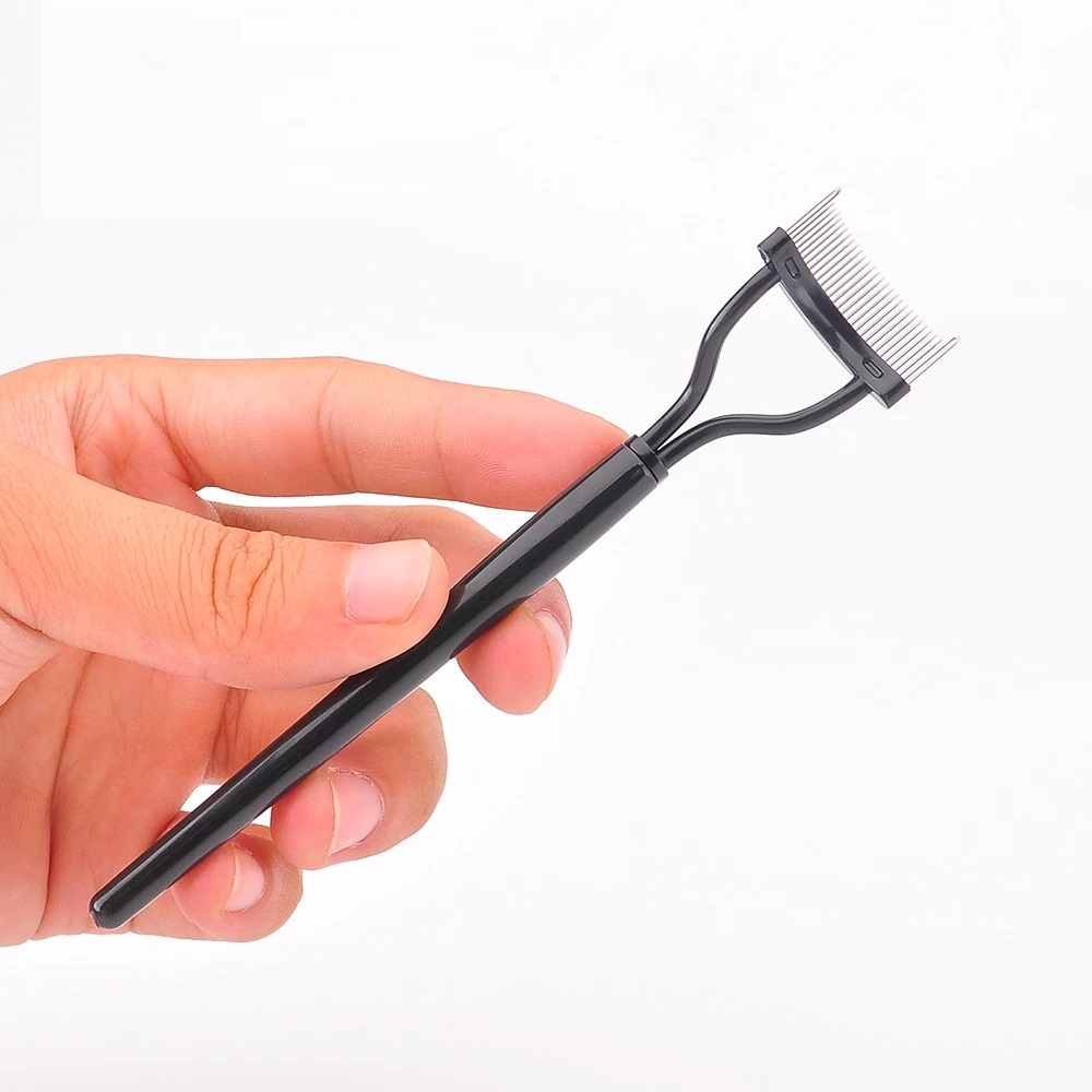 

Lashes Brush Eyelash Comb Separator with Metal Teeth Lash Curler Tool Eyelashes Definer to Remove Mascara Clumps (Black)