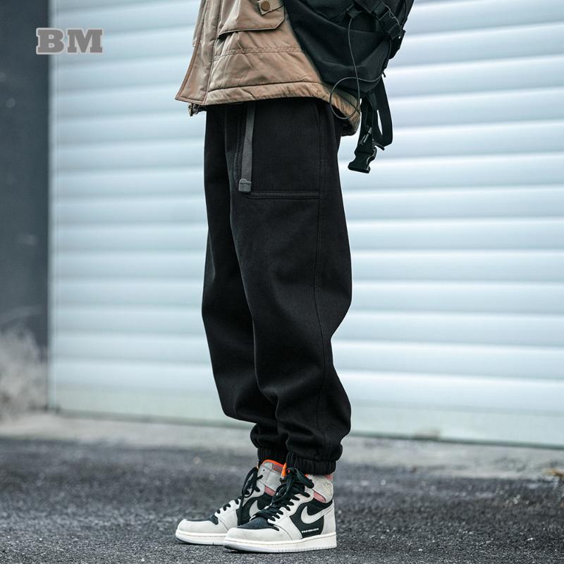 

Men's Pants Japanese Streetwear High Quality Casual Korean Thick Hip Hop Joggers Men Clothing Harajuku Trousers Sport Cargo, Black
