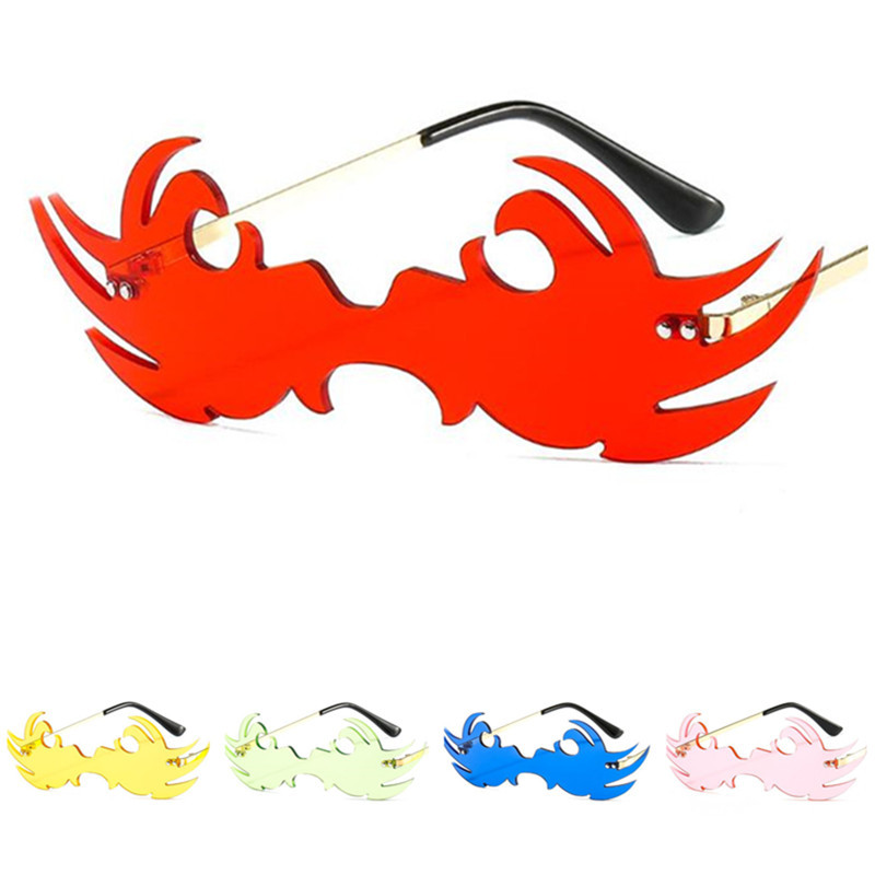 

Fashion Women & Men Rimless Sunglasses Personality Siamese Lens Sun Glases Funny Eyewaer Modeling Masquerade Party Spectacles Eyeglasses A++, White;black