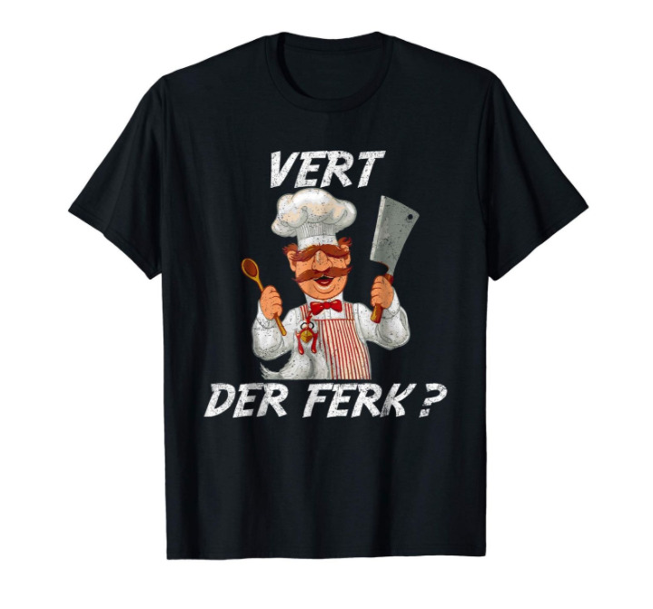 

R1 Vert Der Ferk Funny Chef Knife Black T-Shirt S-3XL, White;black