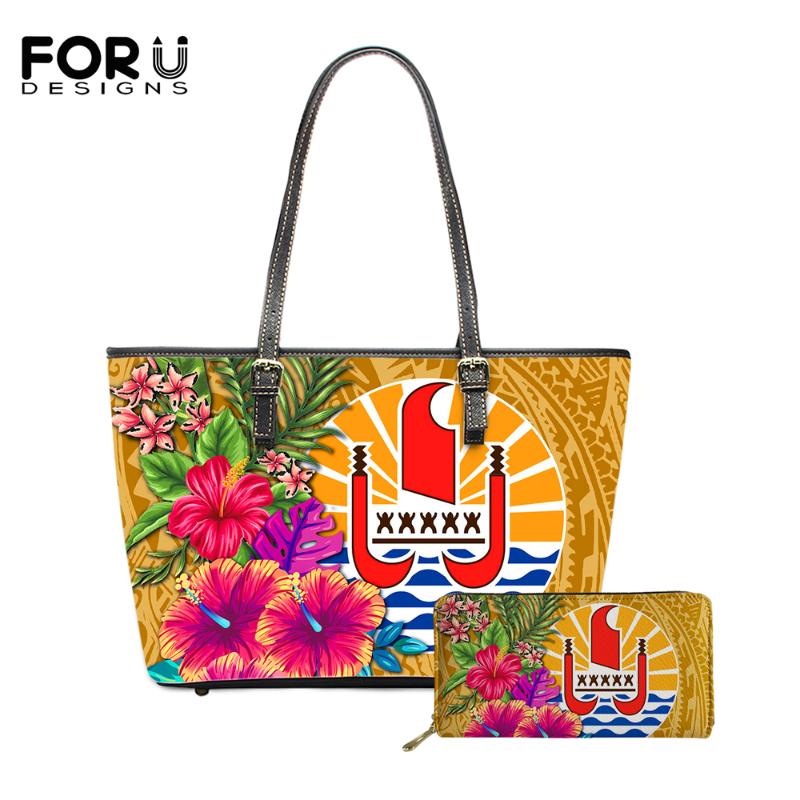 

Evening Bags FORUDESIGNS Fashion Women Pu Leather Handbags French Polynesia Art Tahiti Flag Print 2pcs Set Lady Shoulder Sac Bolsa Wallet, Dlg6046dpz21