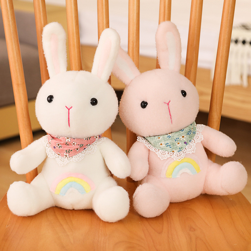 

Cartoon scarf rainbow rabbit cute doll plush toy cloth doll soft cute child sleep appealing doll