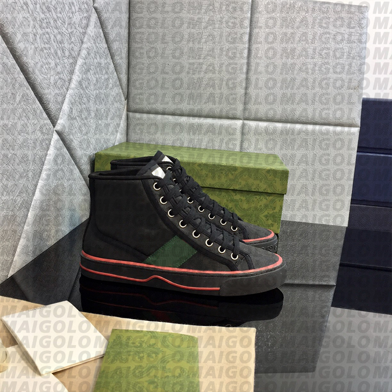 

Top Quality Men Dress Shoes Tennis Rubber Sole Red Green Stripe Colorful Canvas Brand Leisure Casual White Sneaker Women Original Box 35-46, As pic