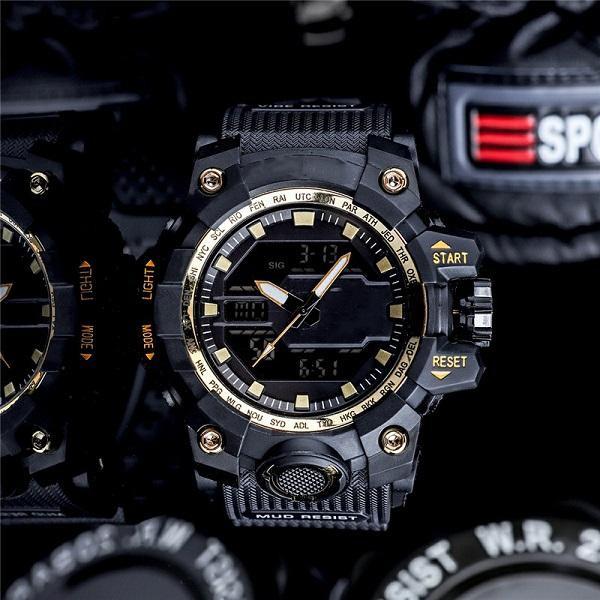 

Men's Leisure Sports Quartz Watch DZ7333 Waterproof and Shockproof World Time LED Digital Display PU Band, Slivery;brown