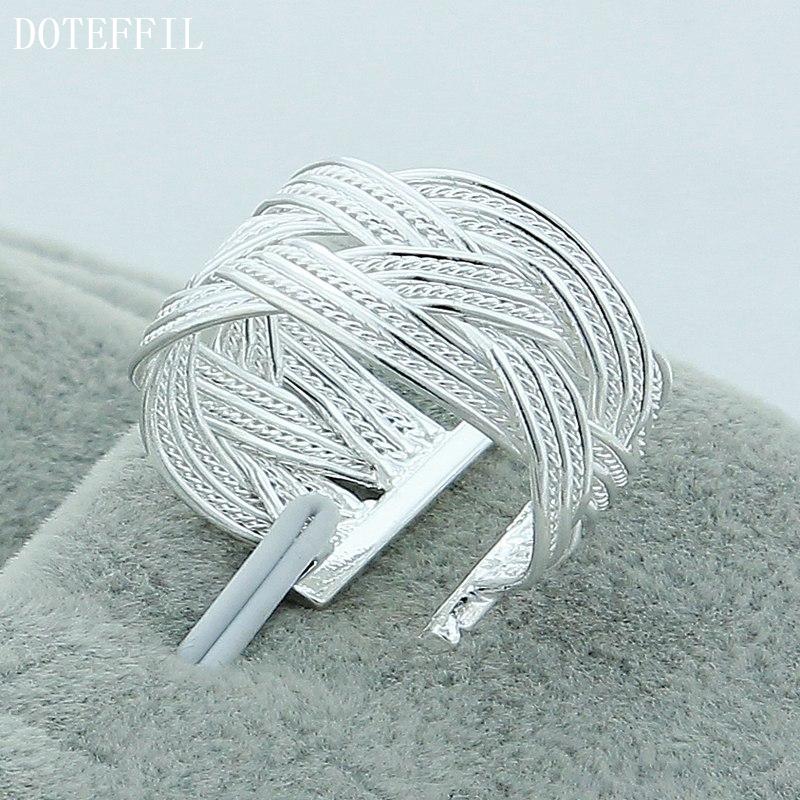 

Cluster Rings DOTEFFIL 925 Sterling Silver Cross Weave Open Ring For Women Wedding Engagement Party Fashion Charm Jewelry, Golden;silver
