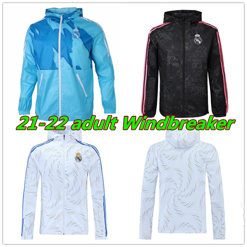

21 22 Real Madrid soccer full zipper Hooded jacket Windbreaker 2021 2022 adult hoodie football jackets coat Sweater, Blue