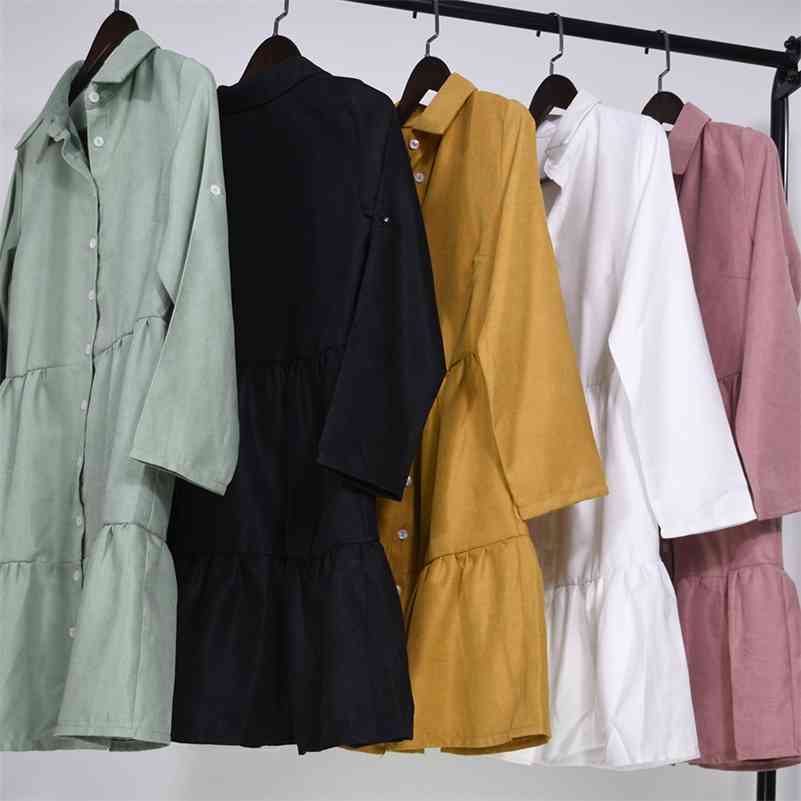 

Yhzbhzym Shirt Dress Women Turn Down Office Long Sleeve Mini Dress Elegant Blue Sexy Party Dresses Vestidos De Mujer Bing 210630, Black