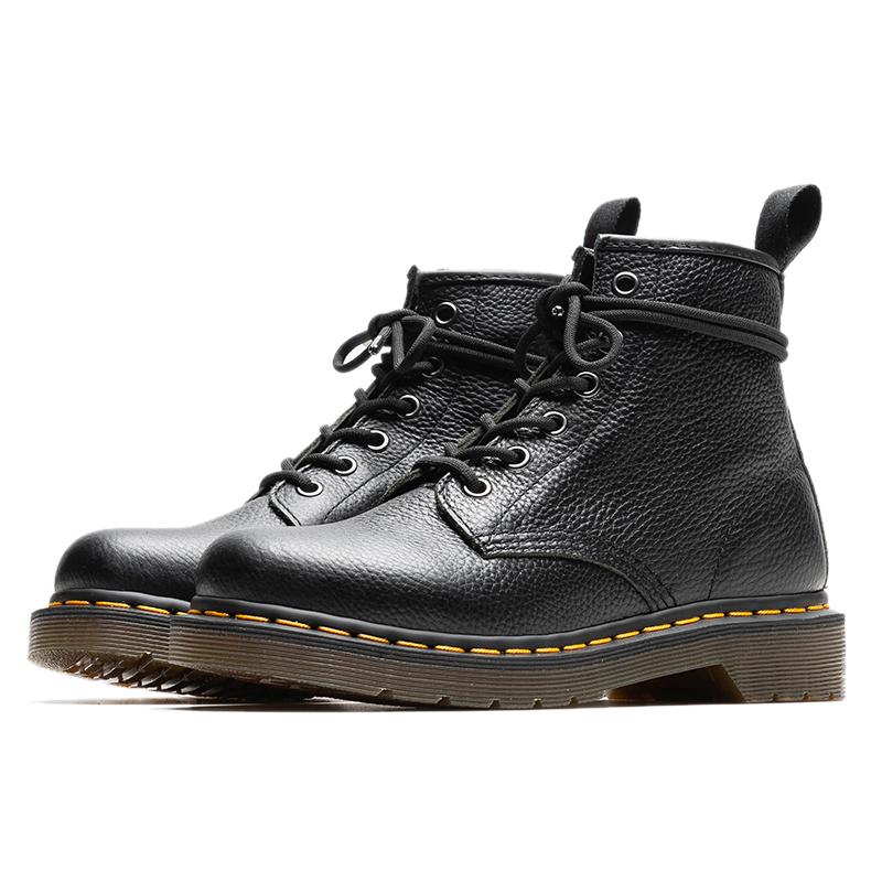Boots Platform Female British Style Lychee Pattern Real Soft Leather Short 2021 Winter Motorcycle Boot Botas Mujer