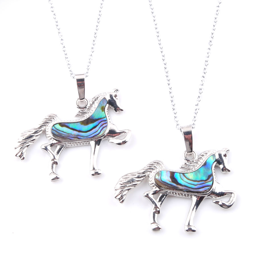 

WOJIAER 6Pcs/lot Abalone Shell Pendants Adorable Animal Horse Shape Pendulum Pendant For Necklace Fashion Popular Jewelry DN3650