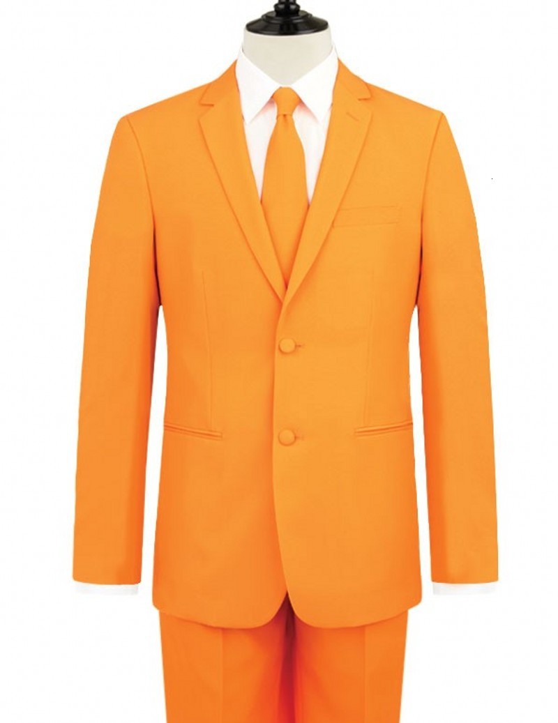 

Men's Suits & Blazers Arrival Groomsmen Orange Groom Tuxedos Notch Lapel Men Wedding Man Bridegroom Blazer (Jacket + Pants Tie) L2