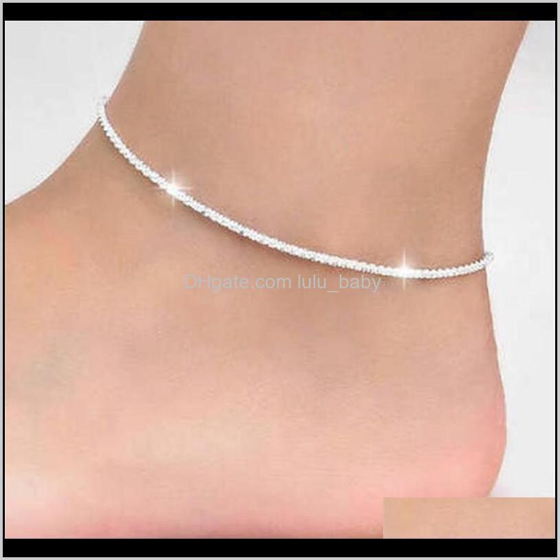 

Anklets Drop Delivery 2021 Trendy Shiny High-Quality Stainless Steel 925 Sier Plated Korean Fashion Charm Anklet For Women Lady Jewelry Wxg0E