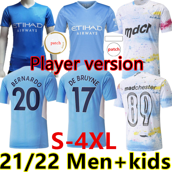 

Size:S- 21 22 Manchester soccer jersey G. JESUS CITY STERLING FERRAN DE BRUYNE KUN AGUERO MAHREZ FODEN RODRIGO special edition Player version Long sleeve MAN uniform, 21/22 white adult