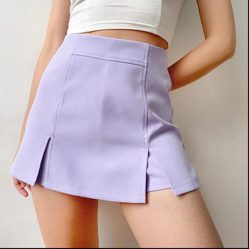 

womens skirts women mini bodycon purple skirt summer fashion with front split drop, Black